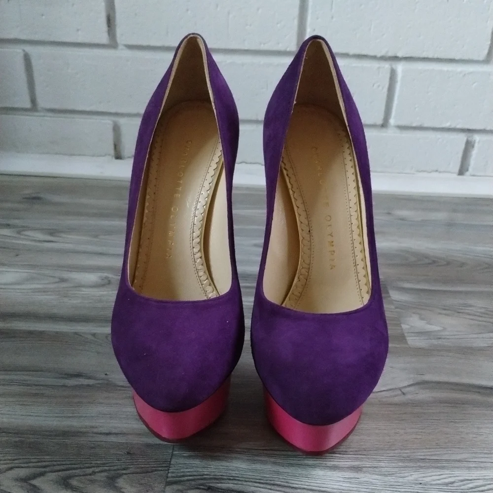 Charlotte Olympia Purple Pink Platform Pumps Heels size 35 US 5